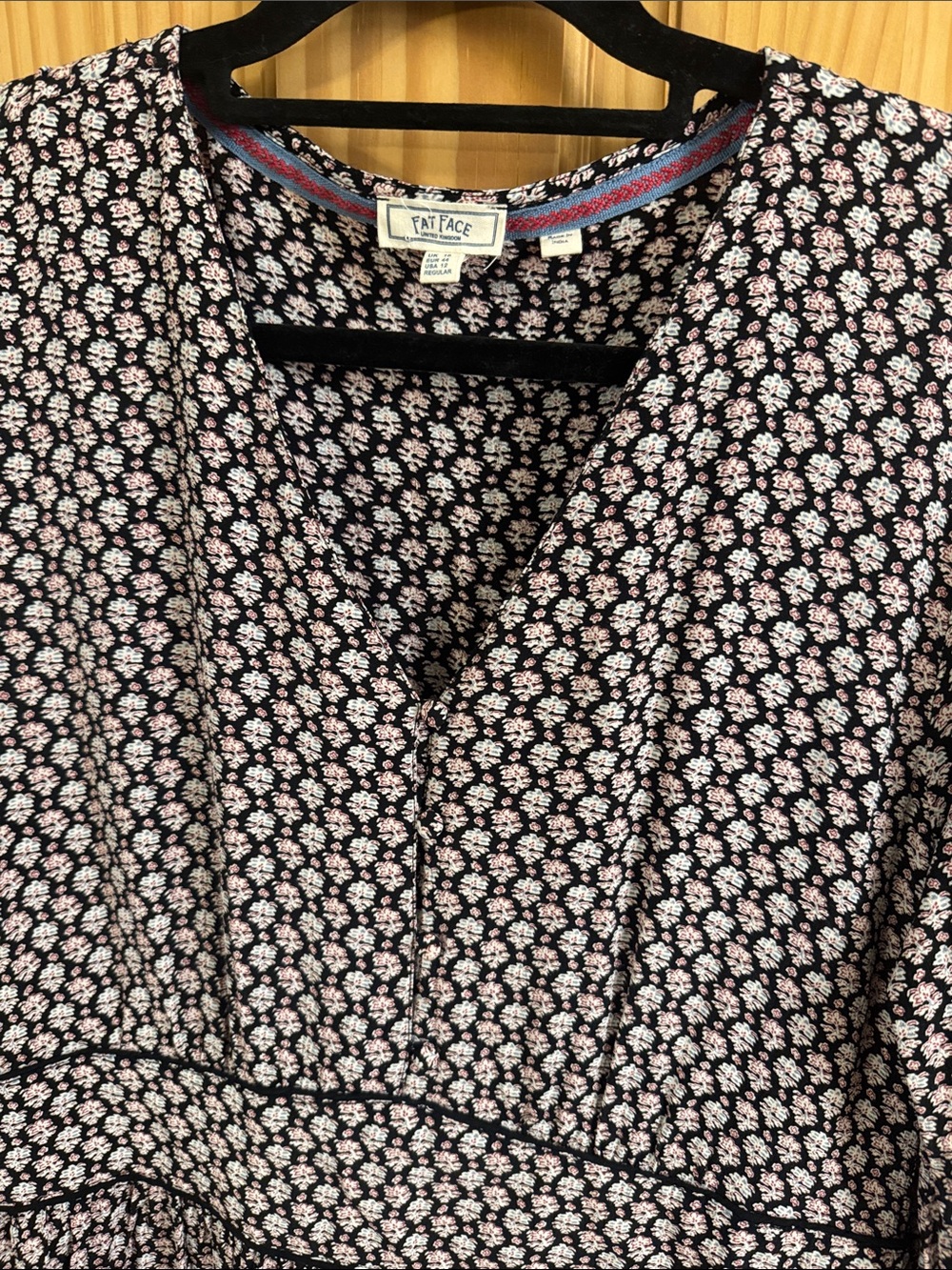 Fat Face Women’s Black Mini Floral Dress with Accents